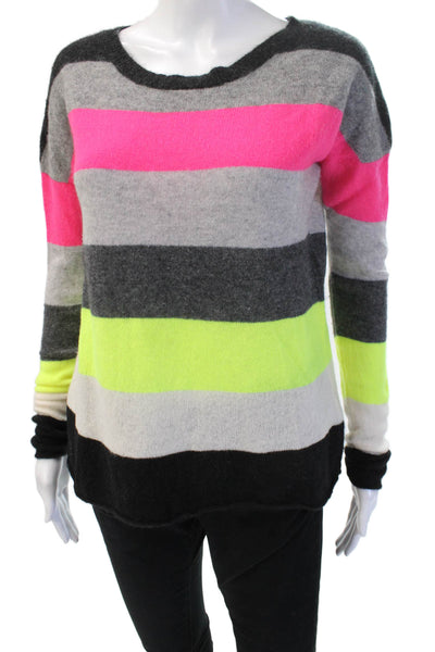 Brodie Unisex Pullover Cashmere Striped Round Neck Long Sleeve Black Size S