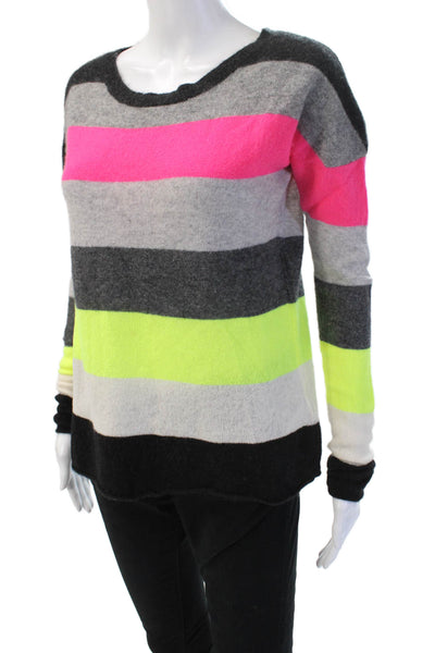 Brodie Unisex Pullover Cashmere Striped Round Neck Long Sleeve Black Size S
