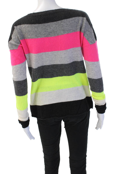 Brodie Unisex Pullover Cashmere Striped Round Neck Long Sleeve Black Size S