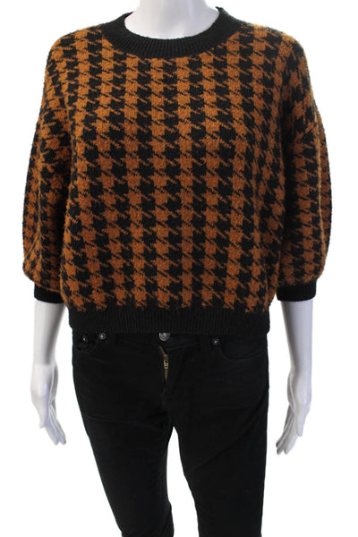 ASTR Unisex Black 80s Pullover Sweater Crew Neck 3/4 Sleeve Zip Size S