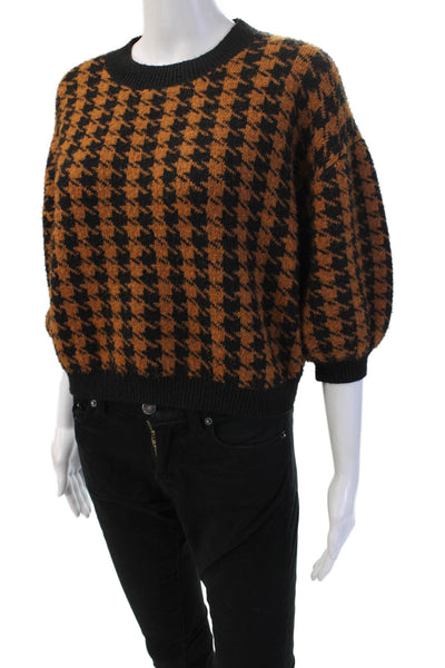 ASTR Unisex Black 80s Pullover Sweater Crew Neck 3/4 Sleeve Zip Size S