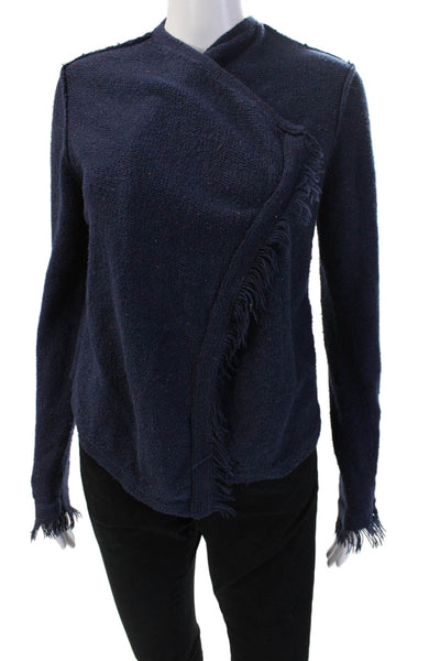 Joie Unisex Designer Mock Neck Solid Sweater Dark Blue Size S