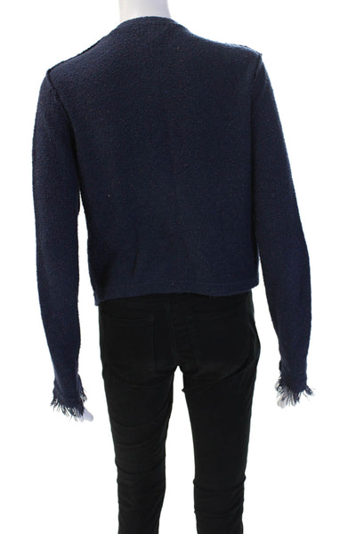 Joie Unisex Designer Mock Neck Solid Sweater Dark Blue Size S