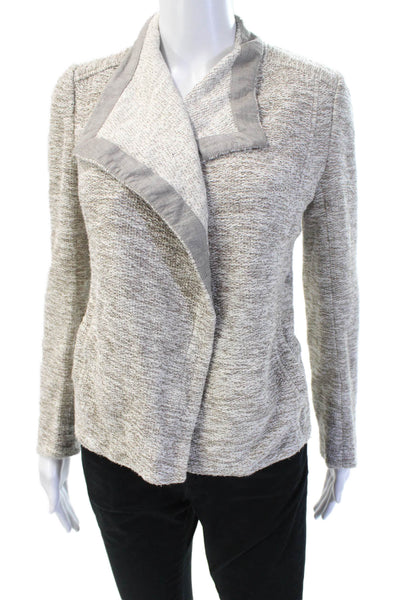 Vince Women Gray Long Sleeve Cotton Blend Blazer Size S