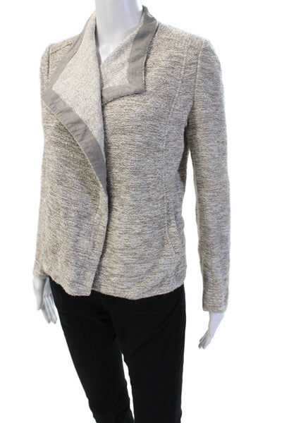 Vince Women Gray Long Sleeve Cotton Blend Blazer Size S