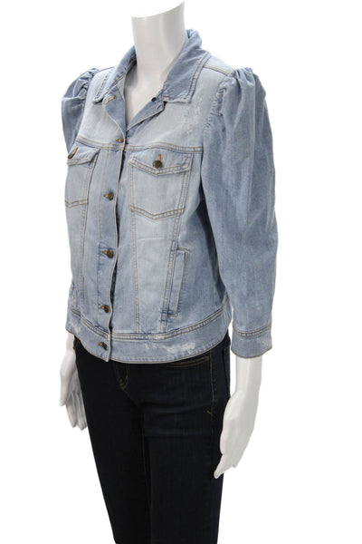 Retrofete Womens Light Blue Retro Button Collared 3/4 Sleeve Jacket Size L