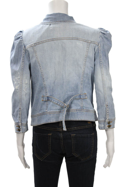 Retrofete Womens Light Blue Retro Button Collared 3/4 Sleeve Jacket Size L