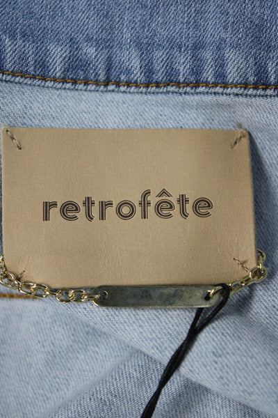 Retrofete Womens Light Blue Retro Button Collared 3/4 Sleeve Jacket Size L