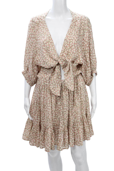 Faithfull The Brand Women Pink Floral Kaftan Size 8