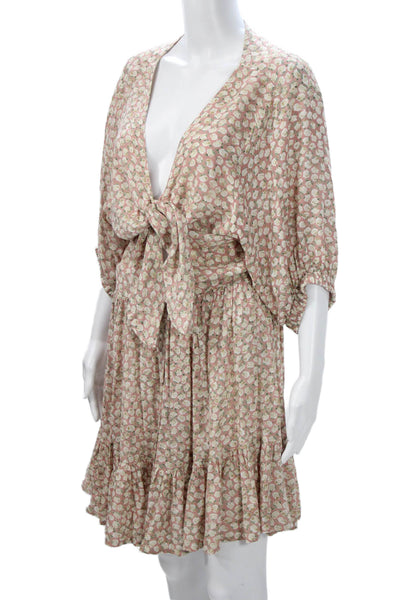 Faithfull The Brand Women Pink Floral Kaftan Size 8