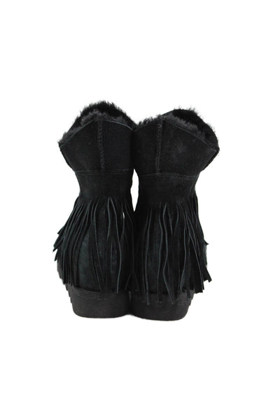 Ash Womens Suede Fringe Trim Ankle Boots Black Size 39 9