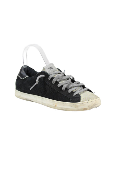P448 Womens Animal Print Low Top Sneakers Black Size 39 9