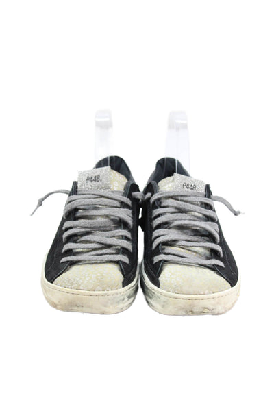 P448 Womens Animal Print Low Top Sneakers Black Size 39 9