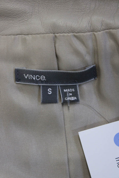 Vince Women Beige High Neck Sleeveless Linen Cotton Vest Size S