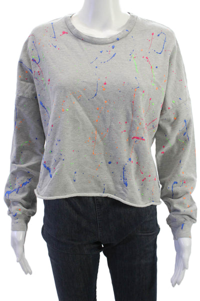 Michael Lauren Women Pullover Sweatshirt Gray Crew Neck Cotton Blend Size S