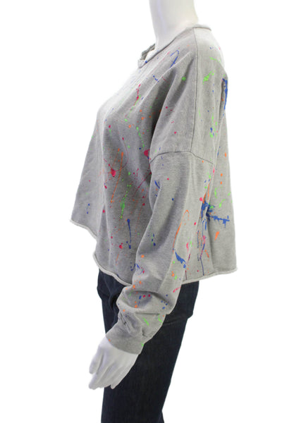 Michael Lauren Women Pullover Sweatshirt Gray Crew Neck Cotton Blend Size S