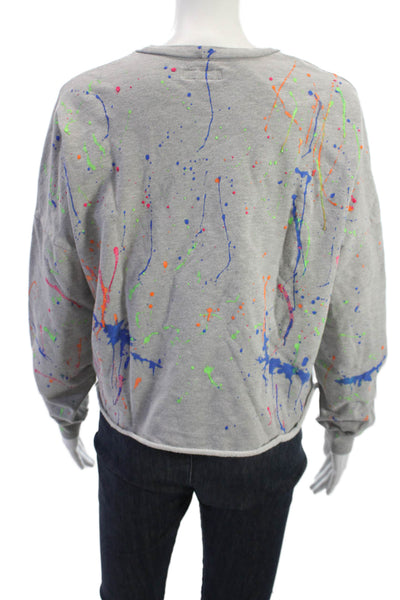 Michael Lauren Women Pullover Sweatshirt Gray Crew Neck Cotton Blend Size S