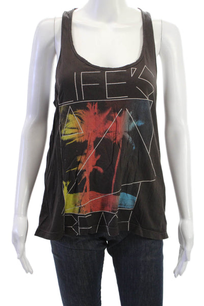 Rebel Yell Women Black Graphic Cotton Sleeveless Tank Beach Size S