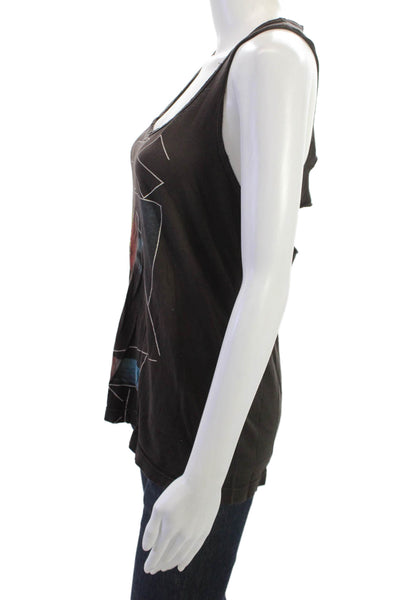 Rebel Yell Women Black Graphic Cotton Sleeveless Tank Beach Size S