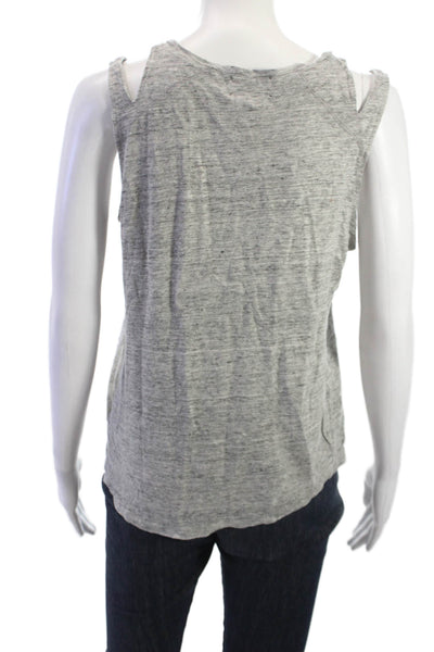 Feel The Piece Womens Basic 100% Linen V Neck Sleeveless Tank Gray Size XS