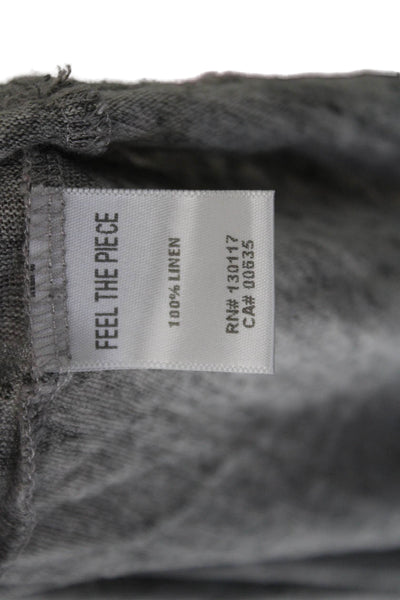 Feel The Piece Womens Basic 100% Linen V Neck Sleeveless Tank Gray Size XS
