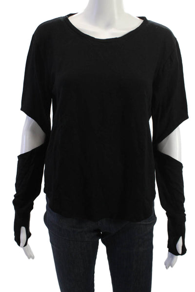 LNA Womens Basic Black Long Sleeve T Shirt Round Neck Grunge Size S