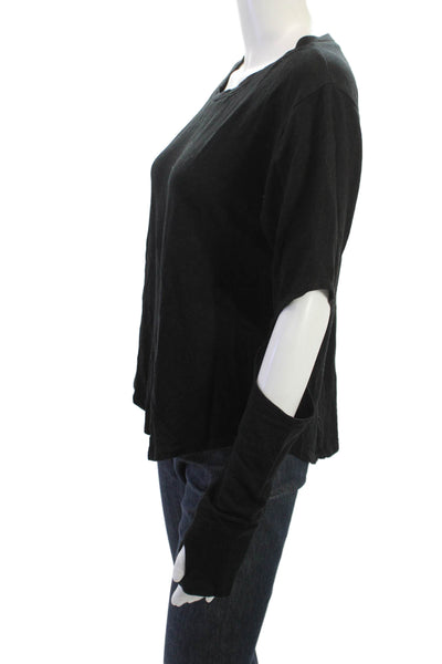 LNA Womens Basic Black Long Sleeve T Shirt Round Neck Grunge Size S