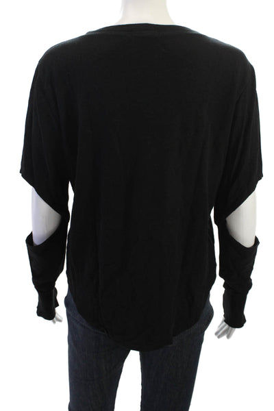 LNA Womens Basic Black Long Sleeve T Shirt Round Neck Grunge Size S