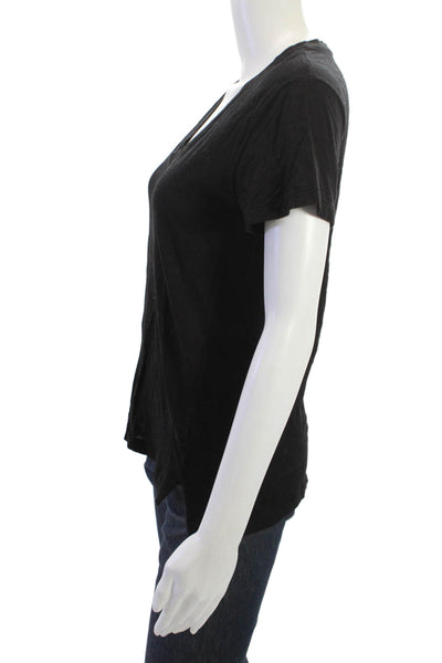 Stateside Womens Basic Black V-Neck Short Sleeve T-Shirt Size S