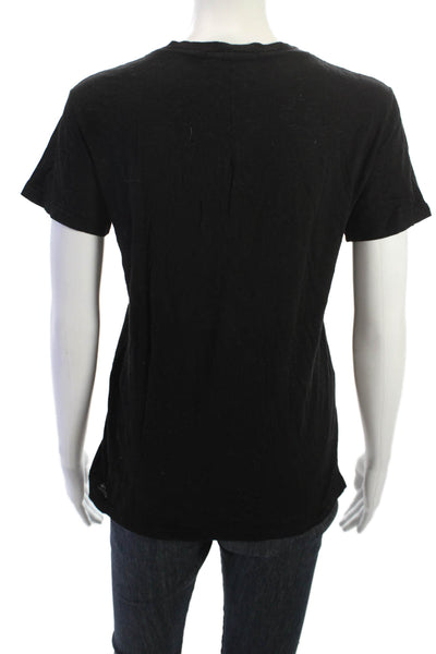 Stateside Womens Basic Black V-Neck Short Sleeve T-Shirt Size S
