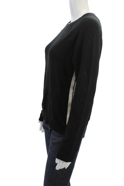 Monrow Womens Pullover Sweatshirt Black Crew Neck Long Sleeve Cotton Size M