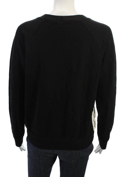 Monrow Womens Pullover Sweatshirt Black Crew Neck Long Sleeve Cotton Size M