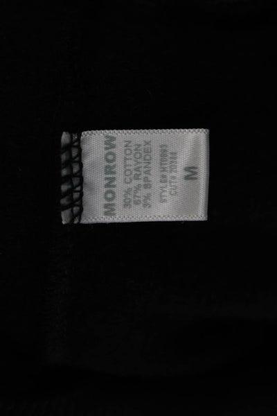 Monrow Womens Pullover Sweatshirt Black Crew Neck Long Sleeve Cotton Size M