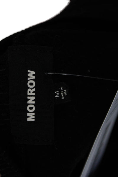Monrow Womens Pullover Sweatshirt Black Crew Neck Long Sleeve Cotton Size M