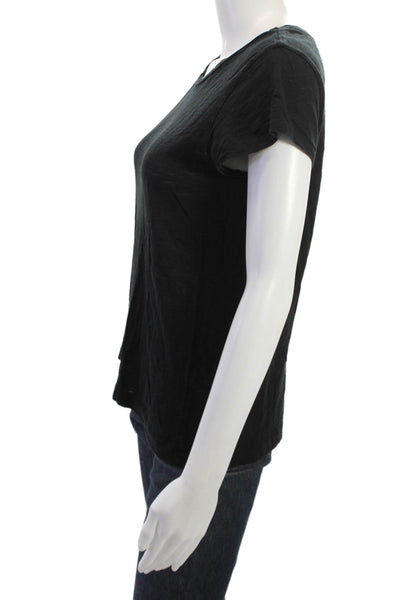 Goldie Womens Black Basic T-Shirt Short Sleeve Round Neck Size M