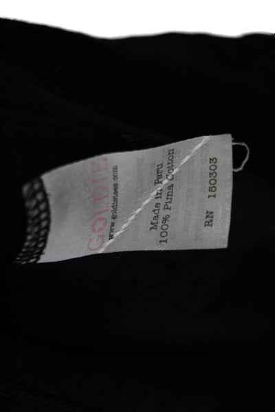 Goldie Womens Black Basic T-Shirt Short Sleeve Round Neck Size M