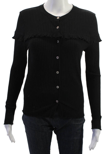Goldie Unisex Black Cardigan Long Sleeve Round Neck Size L