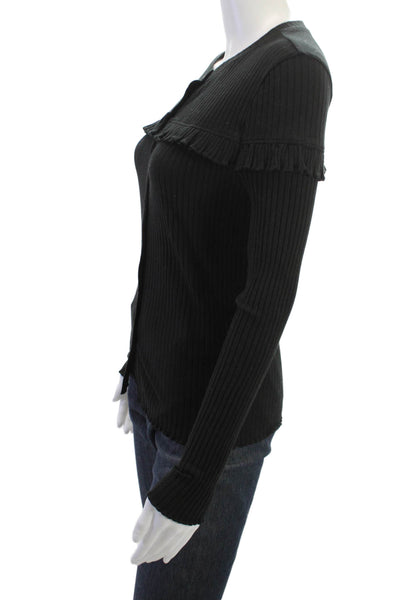 Goldie Unisex Black Cardigan Long Sleeve Round Neck Size L