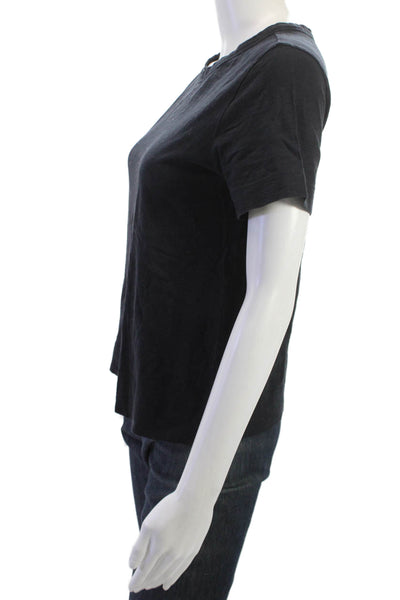 Theory Womens Basic Black Cotton Crew Neck Short Sleeve T-Shirt Size S