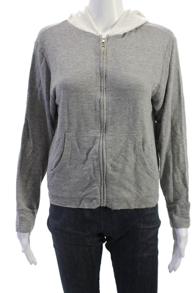 Monrow Women Full-zip Hoodie Gray Long Sleeve Size M