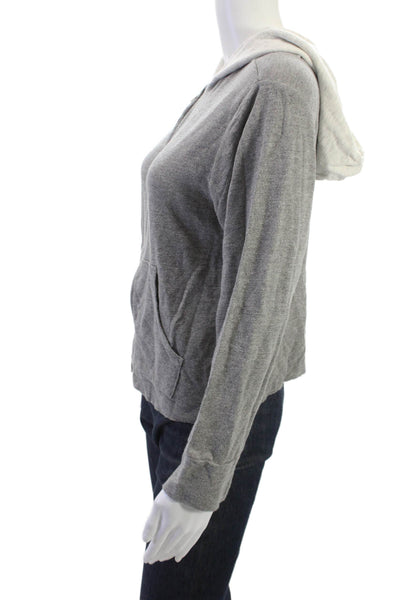 Monrow Women Full-zip Hoodie Gray Long Sleeve Size M