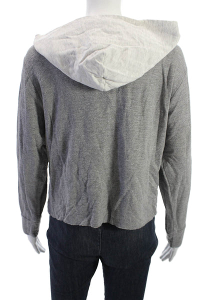 Monrow Women Full-zip Hoodie Gray Long Sleeve Size M