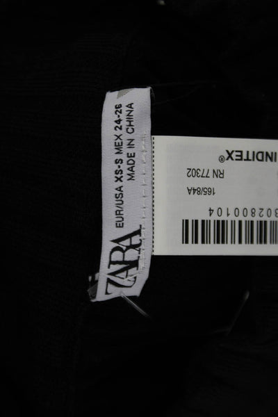 Zara Women Black High Neck Sleeveless Tank Top Solid Polyamide Size S
