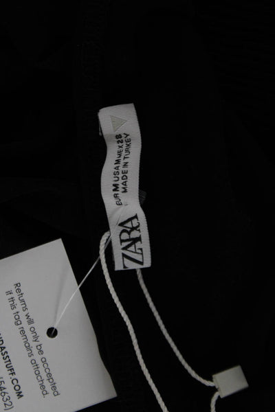Zara Womens Cropped V-Neck Sleeveless Tank Black Size M