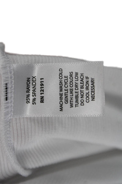 LNA Women Cropped Basic T-Shirt White Long Sleeve Crew Neck Size M
