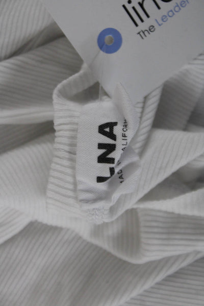 LNA Women Cropped Basic T-Shirt White Long Sleeve Crew Neck Size M