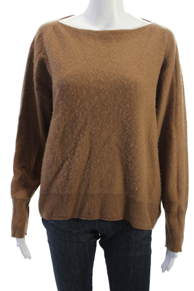Vince Unisex Brown Pullover Sweater Round Neck Long Sleeve Cotton Linen Size M