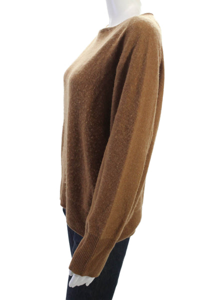 Vince Unisex Brown Pullover Sweater Round Neck Long Sleeve Cotton Linen Size M