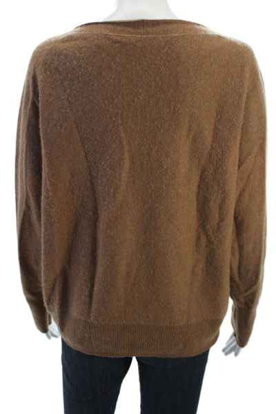 Vince Unisex Brown Pullover Sweater Round Neck Long Sleeve Cotton Linen Size M