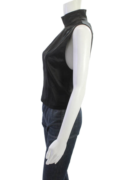 Zara Women Sleeveless Mock Neck Tank Black Viscose Polyester Size M
